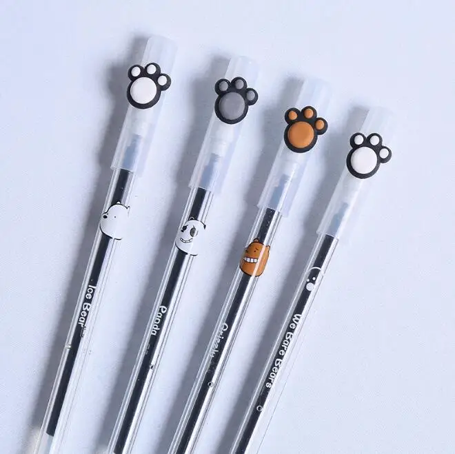 

4 pcs/lot Fresh Bare Bear paw Gel Pen Signature Pen Escolar Papelaria School Office Supply Promotional Gift