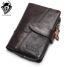 TAUREN PÉTROLE CIRE Peau de Vache En Cuir Véritable Hommes Portefeuilles Bourse Avec Porte-Cartes De Mode Vintage Portefeuille Long Embrayage Poignet Sac