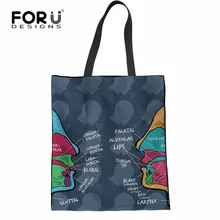 FORUDESIGNS/речевые патологоанатом Повседневная Льняная сумка для покупок женская сумка для супермаркета модная большая сумка на плечо