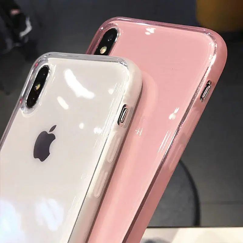 Цветной прозрачный чехол с силиконовой рамкой для телефона iPhone 11 X XR XS Max 8 7 6 6splus, мягкий защитный чехол из ТПУ для iPhone 11Pro