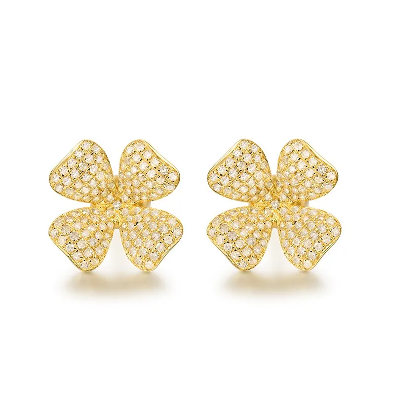 Модные Si алмазные серьги очень Ювелирные украшения для свадьбы Настоящее 18 К желтого золота стильный Дизайн для молодых красивая девушка