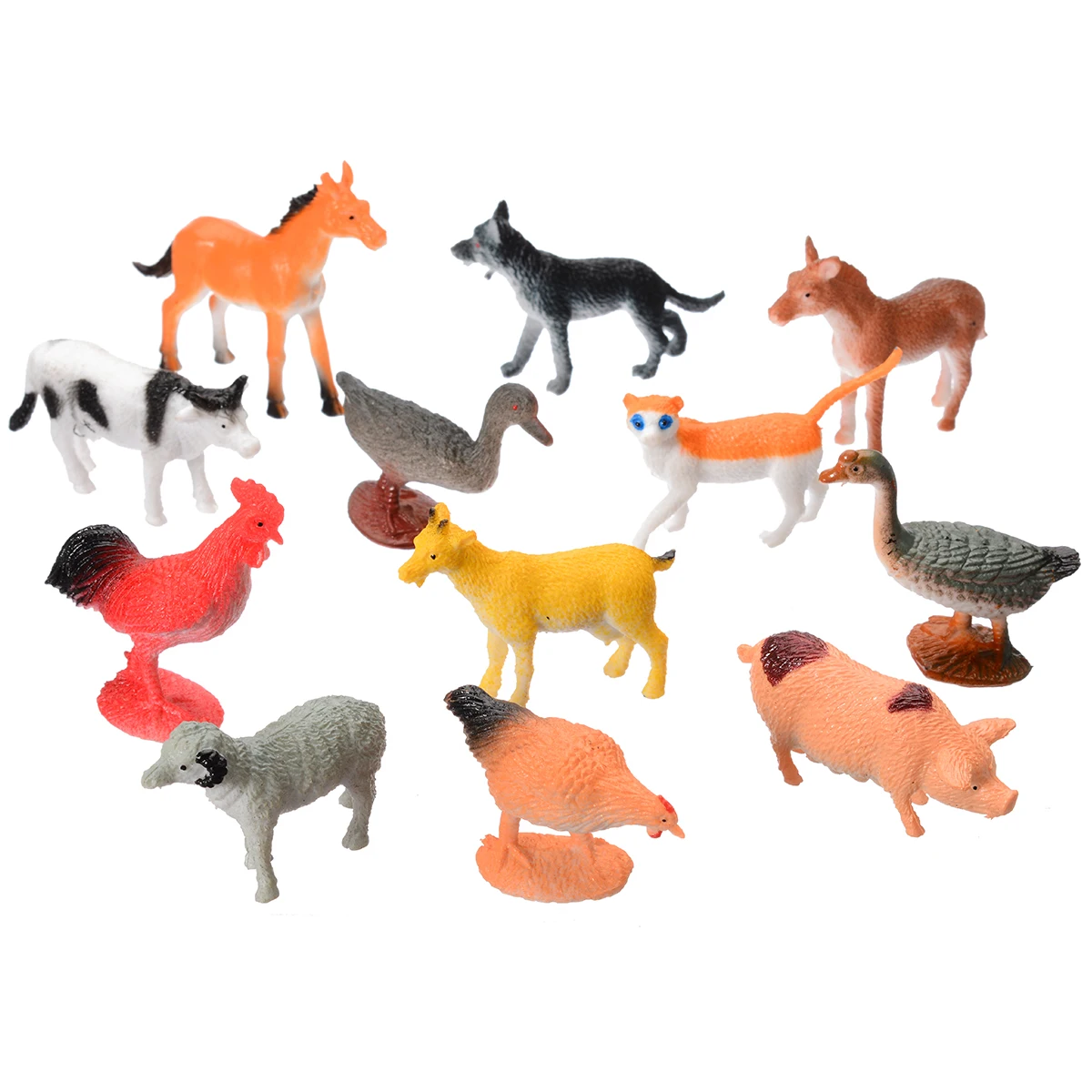 12Pcs/set Plastic Wild Farm Yard Animals Model Pig Cow Horse Dog Cat Kids Toys Set Toy Gift