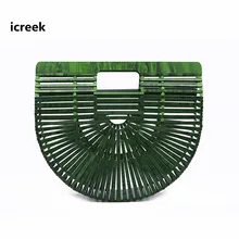 Стильная акриловая корзинка, женская сумка, фирменный дизайн, Half Moon HollowOut, летние пляжные сумки, тканая сумка на плечо, повседневная трикотажная сумка