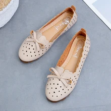 Обувь Для женщин на лето и весну женские Туфли без каблуков Повседневное женские лодочки; модные лоферы с перфорацией обувь на плоской подошве для женщин; E962