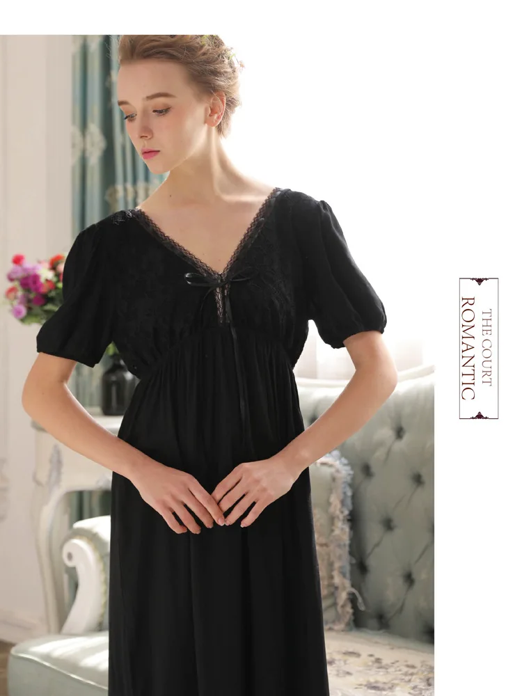 Новое поступление 2018 Демисезонный Для женщин принцессы Ночные рубашки для девочек леди с длинными рукавами, 100% хлопок Lounge пижамы Vestidos S025
