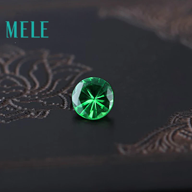 MELE Natural 2.5mm round cut Tsavorite for jewelry making,green loose gemstone with bright color,DIY main stone color fire