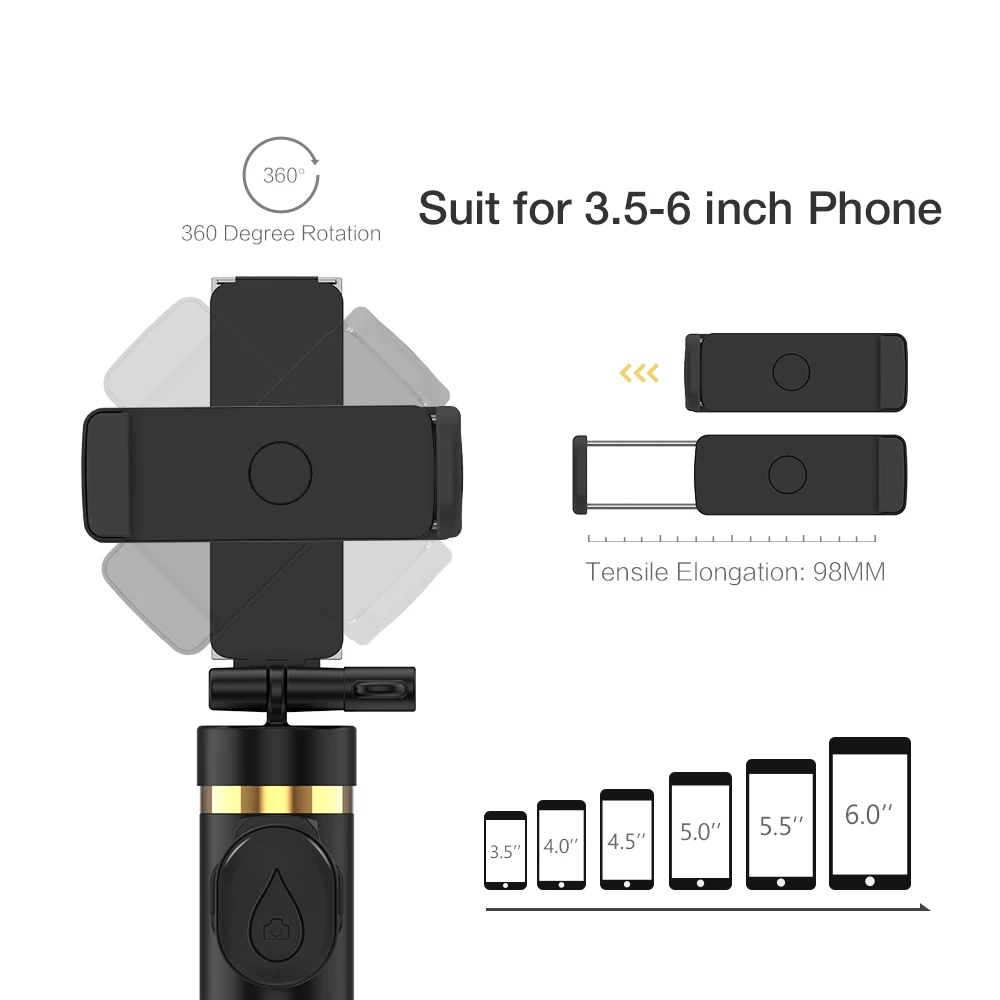 RAXFLY Wireless Bluetooth Selfie Stick For iPhone X 8 7 Handheld Foldable Tripod Mirror Remote For Xiaomi Selfie Stick