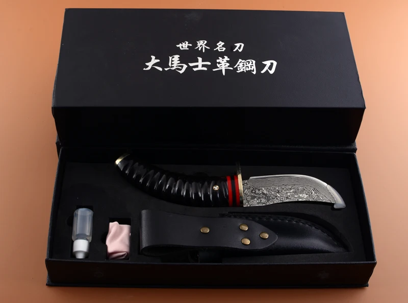 

Voltron Collections Damascus Steel Straight Knives, Mountaineering Outdoor Camping Utility Knife, Collection Gift Knife