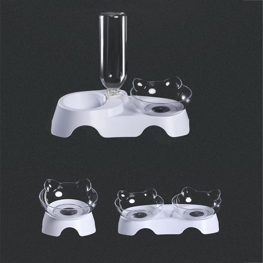 

1pc Small Pets Water and Food Bowl Set, Dogs Cats Feeder Bowl and Automatic Water Dispenser Double Pet Bowls with Waterer Bottle