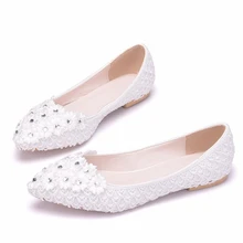 Classic Shoes Women Casual Pointed Toe White Wedding Office Lady Shoes For Women Flats Comfortable Slip On Women Shoes XY-A0195 flamingo shoes 92b xy 1650 shoes for children 23 28