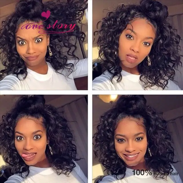 Online Shop Curly Short Human Hair Virgin Wig 130 Density Updo