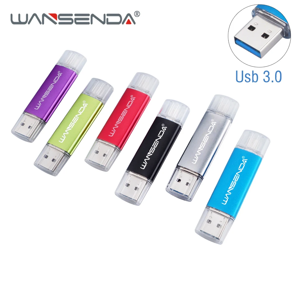 Новый флеш-накопитель WANSENDA OTG usb 32gb cle 3 0 диск памяти 8gb 16gb 64gb 128gb 256gb Флешка |