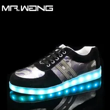 Brand Men lantern Low Shoes Letter H 7 Colors luminous shoes LED glow menUSB rechargeable light DD-62