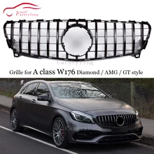 Front Grille GTR GT Grill Diamond AMG Style For Mercedes Benz A-Class W176 A180 A200 A260 A45 Car Styling Front Hood Mesh