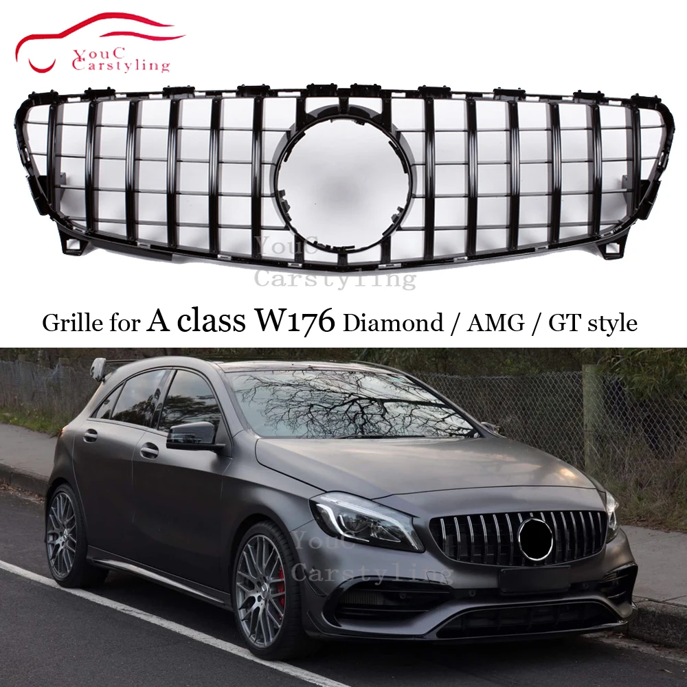 Передняя решетка GTR GT Grill Diamond AMG Style для Mercedes Benz A Class W176 A180 A200 A260 A45 автомобильный
