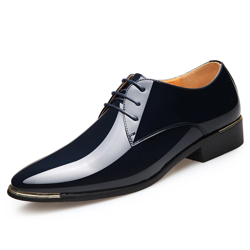 

2018 Newly Men's Quality Patent Leather Shoes White Wedding Shoes Size 38-47 Black Leather Soft Man Dress ShoesYasilaiya