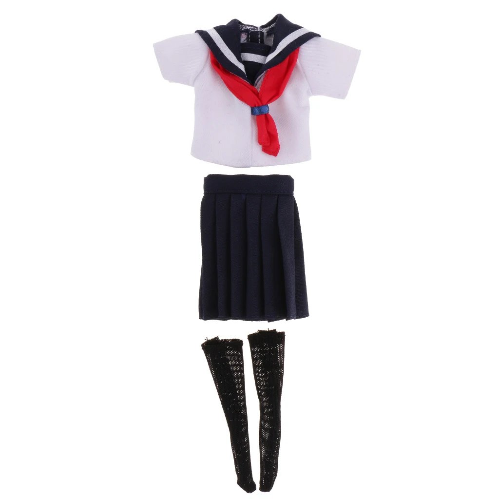 Cute Shirt & Mini Skirt School Uniform Clothes Outfit for 12'' Blythe Doll