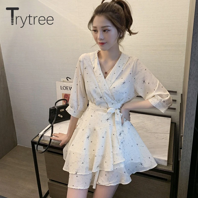 Женское платье с геометрическим узором Trytree розовое абрикосовое повседневное