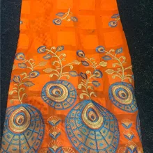 Швейцарская вуаль хлопчатобумажная кружевная ткань в оранжевом цвете африканская швейцарская вуаль кружева в швейцарском стиле последние Дубай кружевная ткань 5+ 2 ярдов/партия