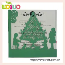 Рождество уникальные украшения лазерная резка елки приглашение открытка/пользовательские пригласительный билет