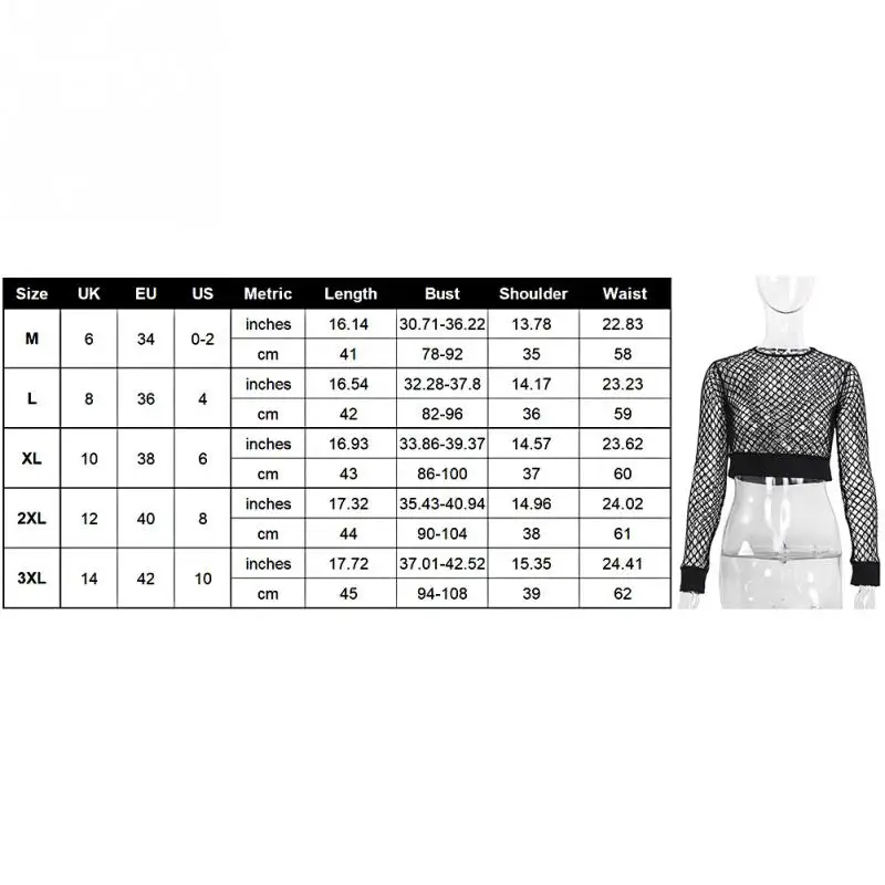 Сексуальные женские топы с рыбьей сеткой, футболка с низким воротником и длинным рукавом, женские прозрачные укороченные топы, женские открытые Модные топы