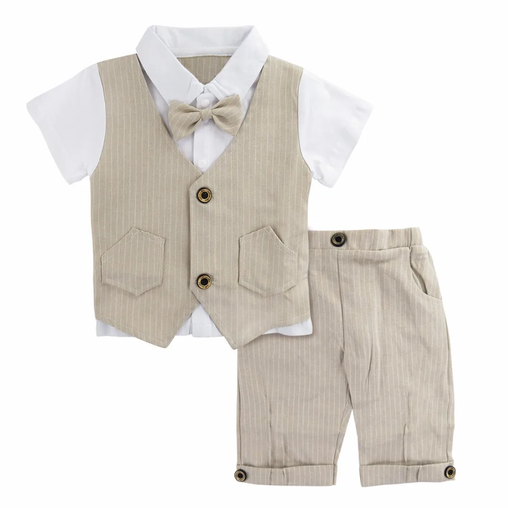 Baby Boys Gentleman Suit Set Infant Wedding Clothes Newborn Summer Khaki Tuxedo Clothing Ropa Bebe Outfit Baptism Birthday Gift Baby Boys Gentleman Suit Set Infant Wedding Clothes Newborn Summer Khaki Tuxedo Clothing Ropa Bebe Outfit Baptism Birthday Gift