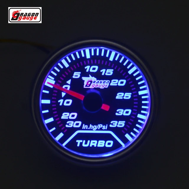 Dragon gauge 52mm Auto Car Turbo Boost Gauge Blue light Vacuum Meter