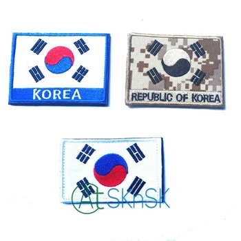 

50 pcs Korea Flag Badge Embroidered Korea Flag Patches Army Badge Patch 3D Tactical Military Patches for jacket wholesale new