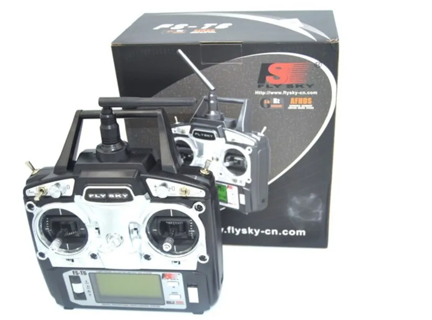 Hot Original Flysky FS-T6 2.4GHz 6CH Mode 2 Transmitter and Receiver R6-B for RC Quadcopter Helicopter With LED Screen fs v21rp original