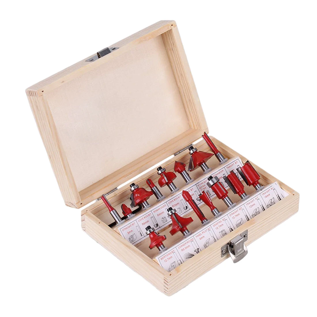 Wood Cutter Carbide Shank 15pcs Set 8mm Diameter Milling Cutter Router Bit Set Mill Woodworking Engraving