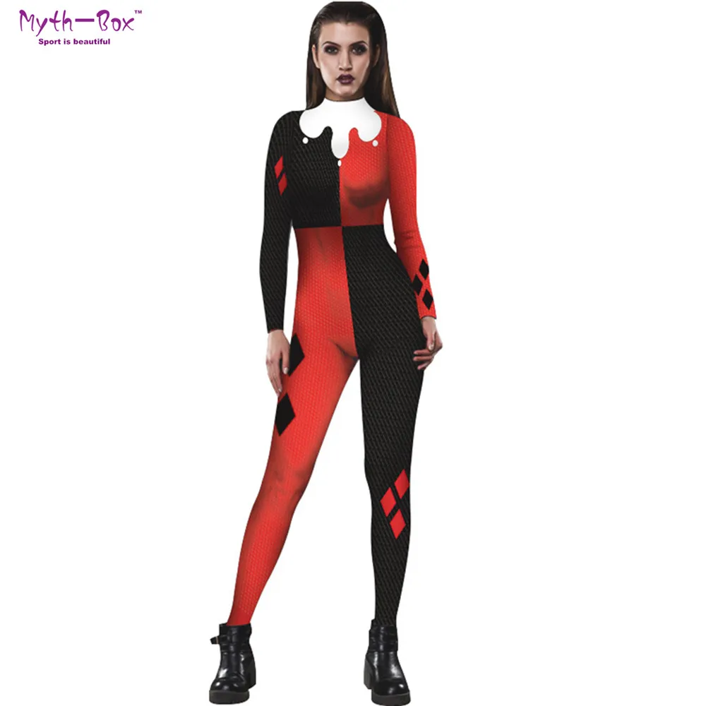 

Women Role Play Jumpsuit Yoga Set Long Sleeves Joker Cosplay Suit Slim Halloween Clothes Mesh 3D Print Fancy Dress Party Costume