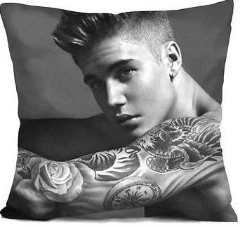 

NEW JUSTIN BIEBER TATTOO Throw Pillow Case Cushion 18" Zippered Cover Cushion Decorative Throw Pillow Cases