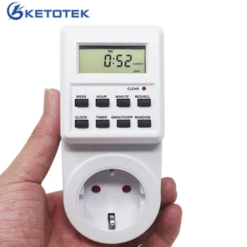 

Electronic Digital Timer Switch EU Plug Timer Socket Outlet 230V 50HZ 12/24 Hour Weekly Programmable Timing Tool