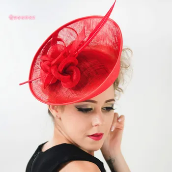 

Brand Quality Feather Sinamay Hats Vintage Style Ladies Royal Banquet Evening Dinner Fancy Party Fascinator Headdress For Women