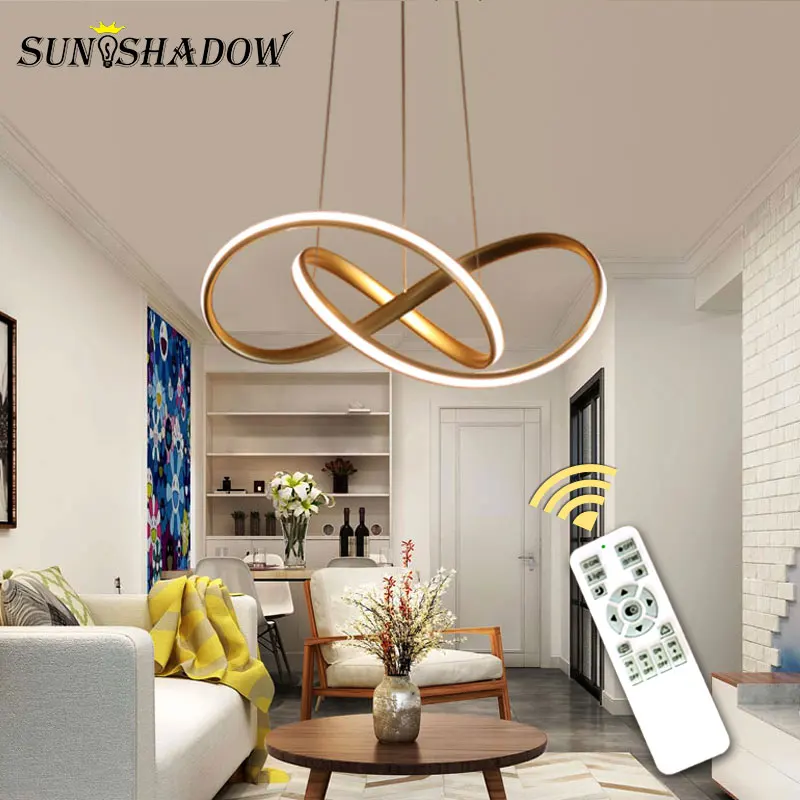 Online Hogar moderno LED luz colgante para sala de estar comedor lámpara colgante para habitación LED lámparas colgantes lámparas de techo accesorios oro y blanco y negro