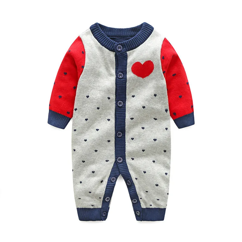 

Spring Autumn Overalls for Newborns Button Up Rompers Casual Letter Knitted Infant Kids Baby Unisex Jumpsuits Toddler Bebes Wear