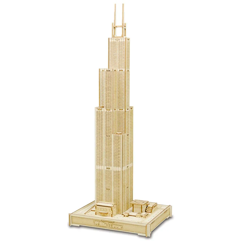 Sears Tower DIY 3D деревянные Пары Башня головоломка игра подарок и орнамент для детей