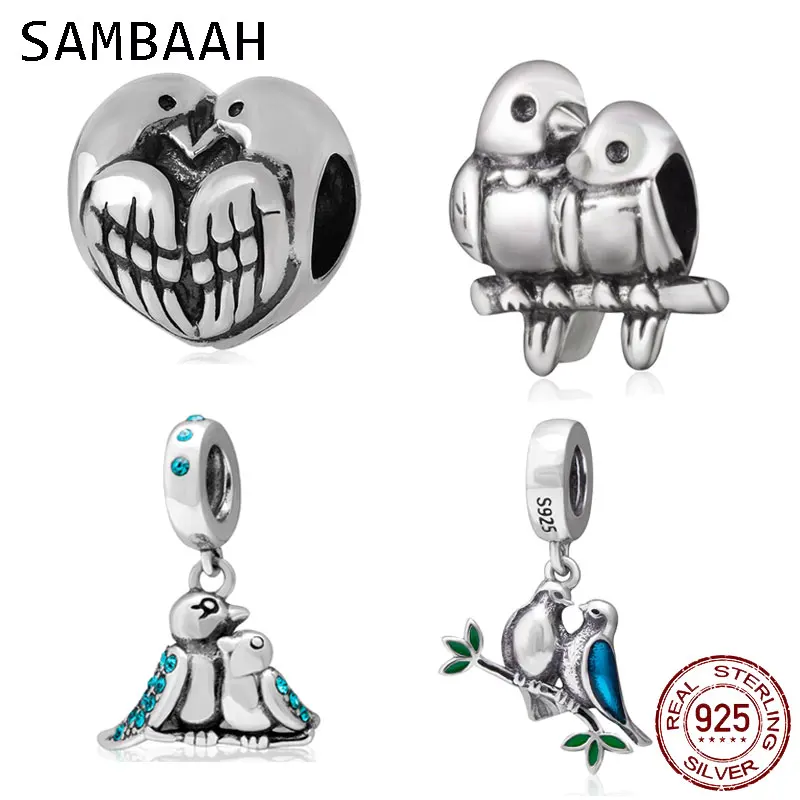 Sambaah Любовь Птицы Двойное очарование Подвеска Серебряные парные птицы любовь