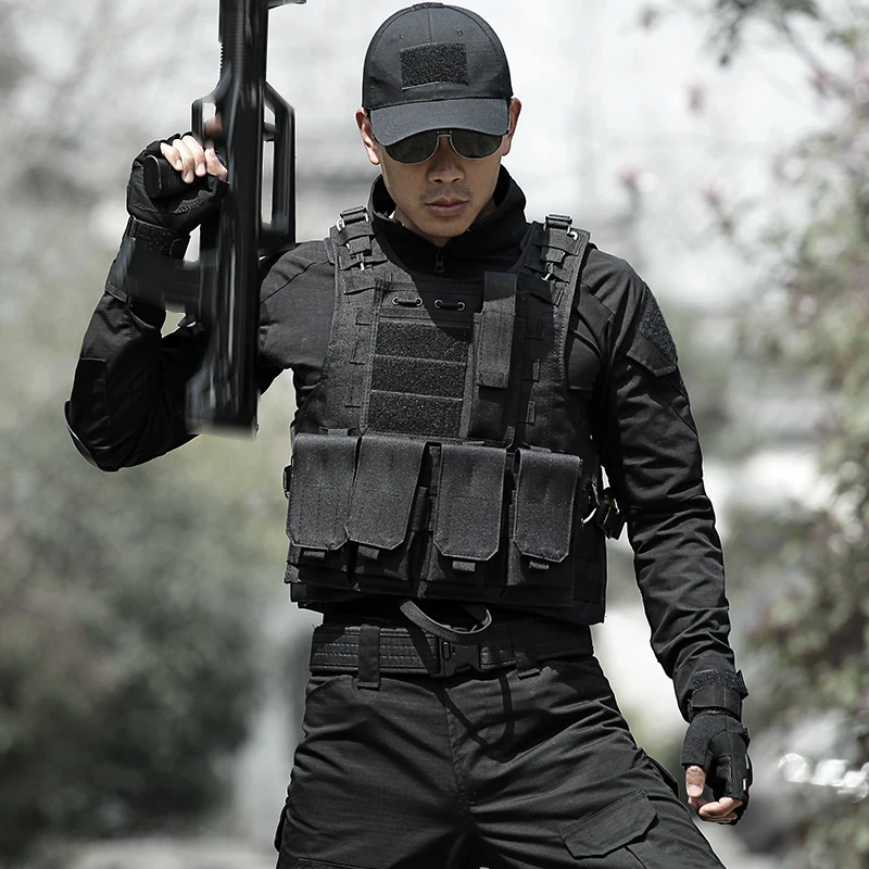 

Tactical Hunting Vests Combat Assault Plate Black Carrier Vest Army training Protection Outdoor Military Camouflage Vests Armor