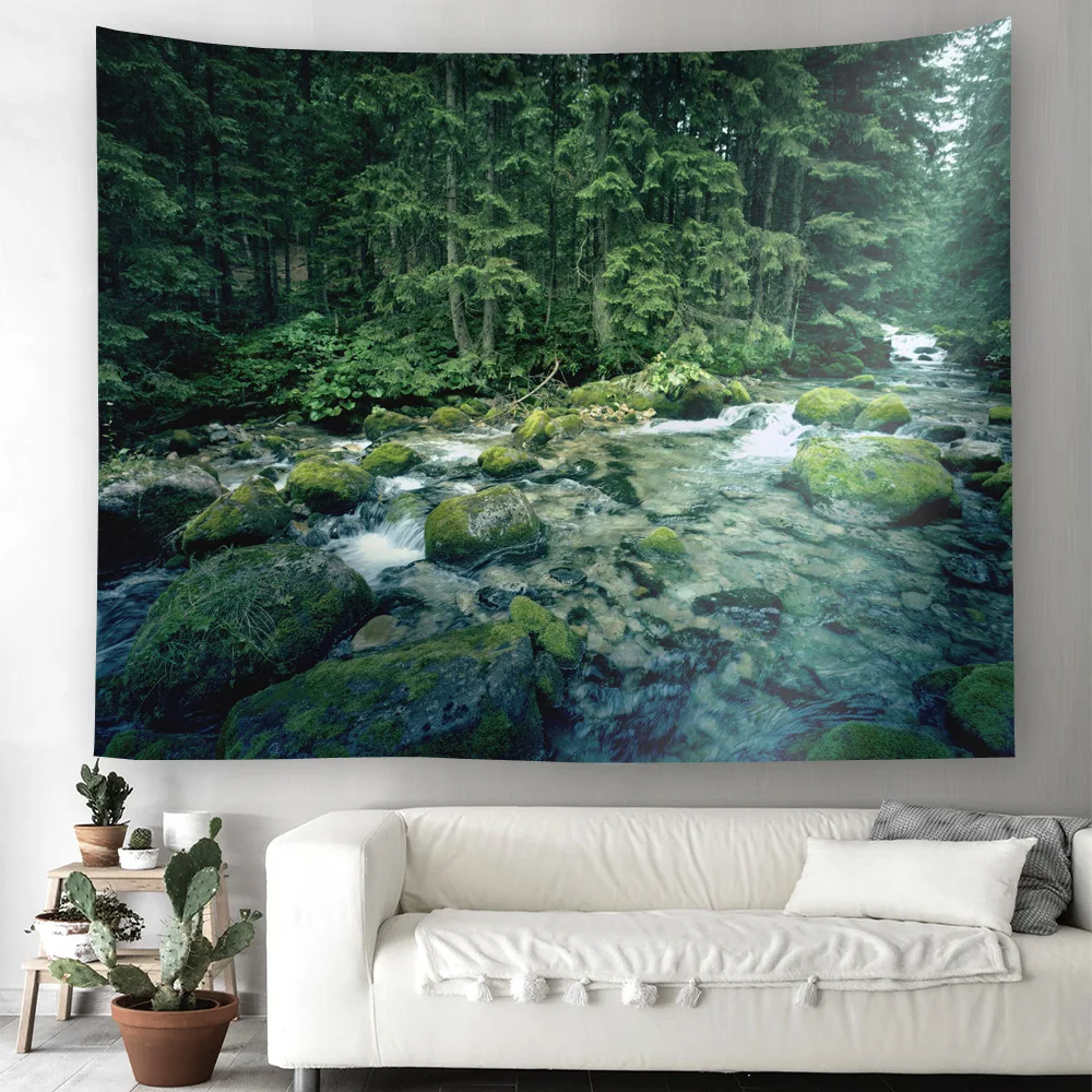 Cilected природные пейзаж, настенный гобелен Природа Пейзаж зеленый лес ткань настенный фон декоративный ковер на стену с рисунком