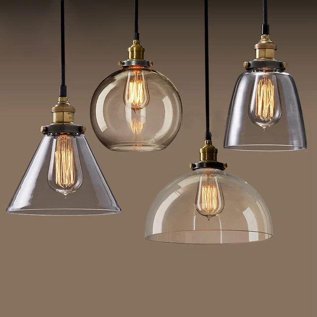 us $48.0 |retro loft amerikaanse vintage glazen hanglamp met edison lampen eetkamer lamp 110 v 220 v gratis verzending in retro loft amerikaanse