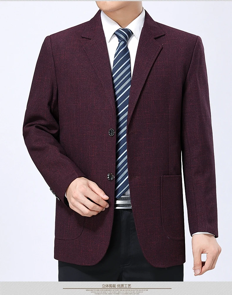 WAEOLSA Men Tailored Blazers Navy Blue Claret-red Blazer Masculino Man Business Suit Jacket Costume Homme (4)