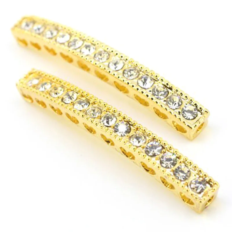New 30pcs/Lot Gold Sidways Curved Metal Connector Bar With White