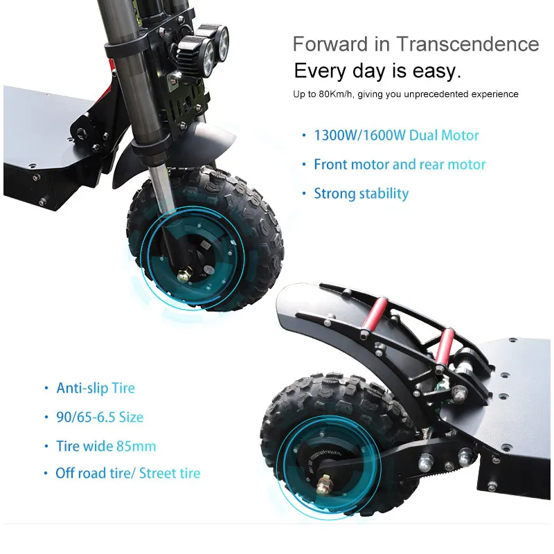 Perfect 80km/h Adult Electric Scooter 11" 3200W Motor Samsung 35AH Battery Foldable Hoverboard Fat Tire Electric Kick Scooter e Scooter 3