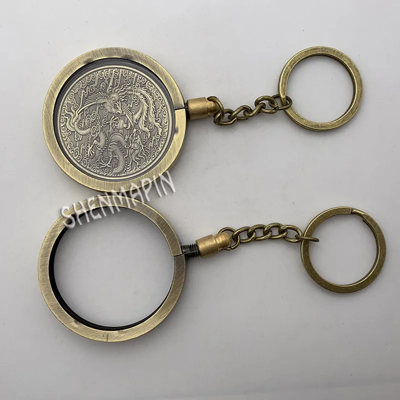 40 мм памятная монета акриловая защитная коробка монета аксессуары на кольцо для ключей украшение из монет подарок 7 различных стилей - Цвет: style 4-bronze