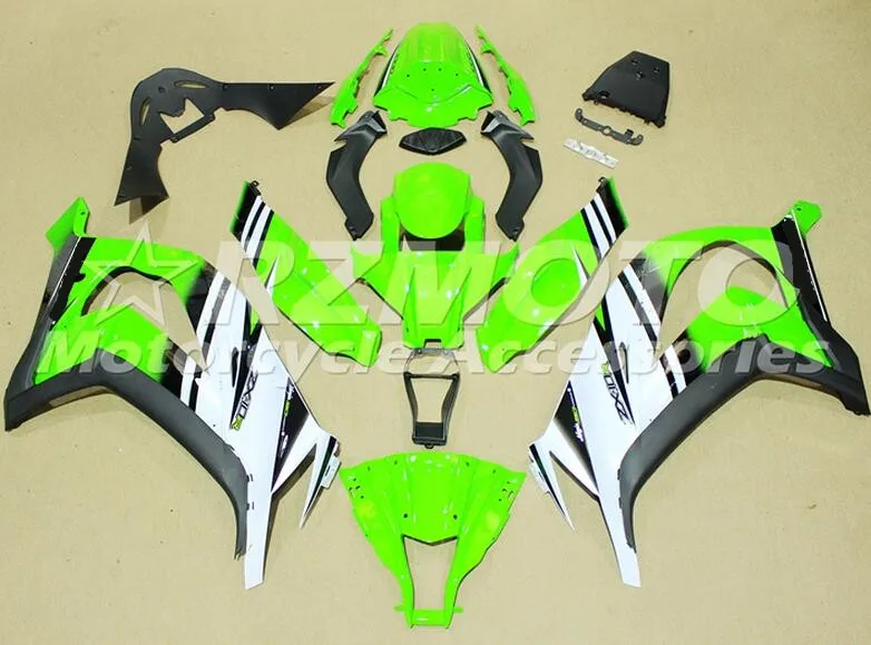 ABS Обтекатели комплект подходит для kawasaki Ninja ZX-10R ZX10R 2011 2012 2013 для детей 11, 12, 13, 14, 15, пользовательских крутых Белый и зеленый цвета