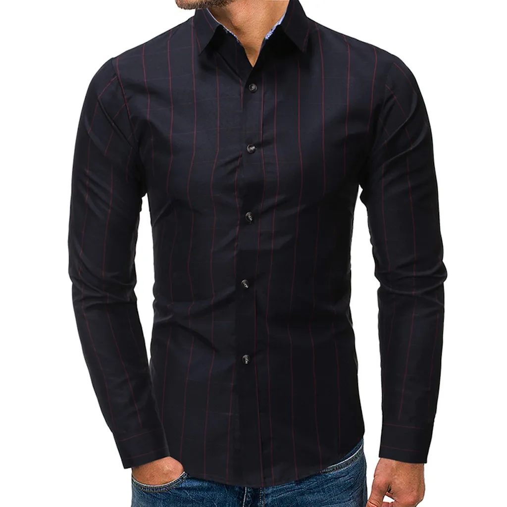 Рубашка camisa masculina мужская рубашка мужские рубашки chemise homme Кнопка отложной воротник Slim Fit длинный рукав рубашка Z4