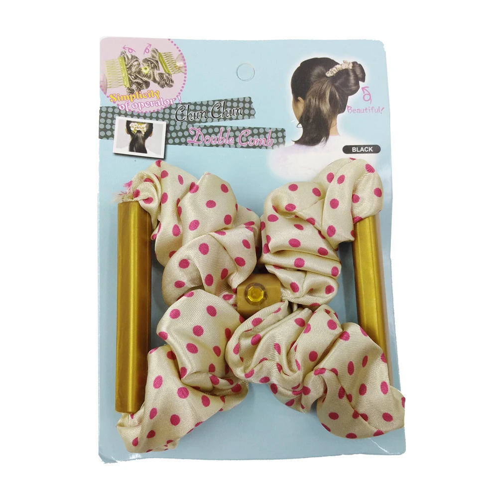 Professional Hair Combs Double Magic Slide Stretchy Dot Print Cloth