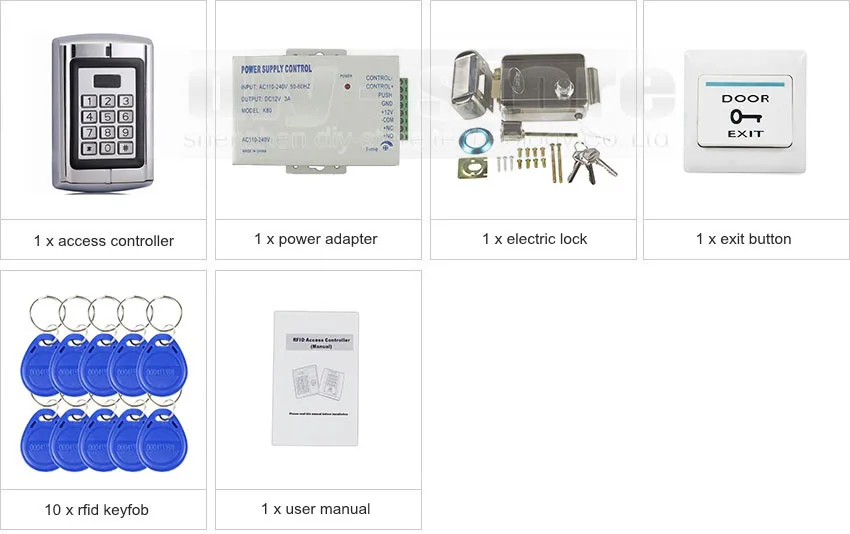 DIYSECUR RFID Контроль доступа DIY Полный комплект с электрическим замком управления блок питания+ 10 ID брелоков