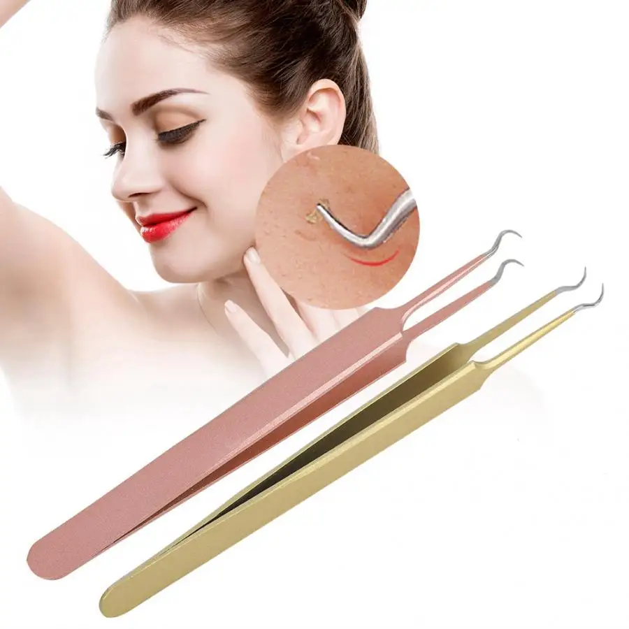 

Vacuum Pore Cleaner Blackhead Extractor Steel Curved Acne Clip Pimple Removal Face Cleaning Tool Black Head Remover Tool
